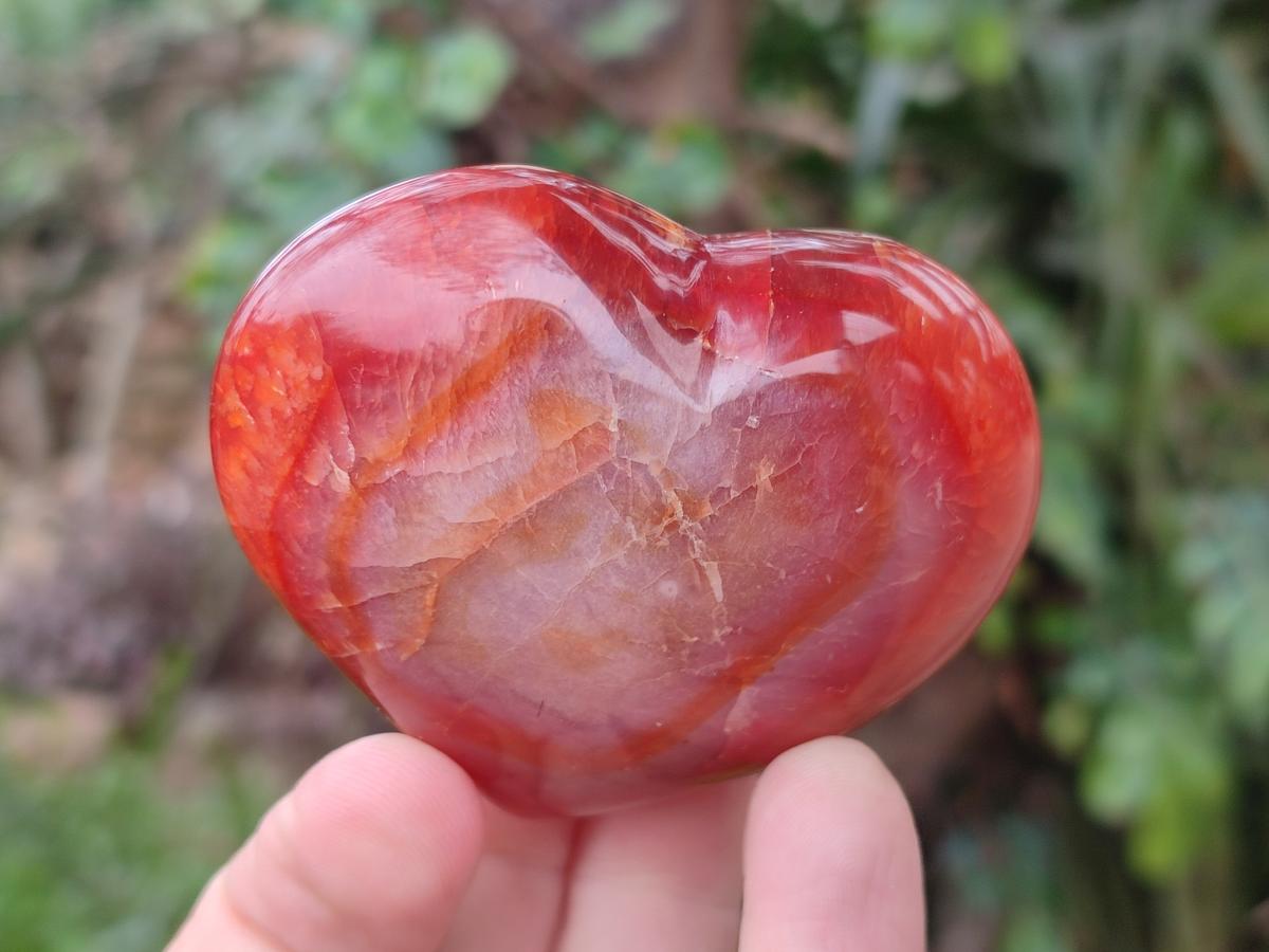 Polished Carnelian Agate Gemstone Hearts x 6 From Madagascar - Toprock Gemstones and Minerals 