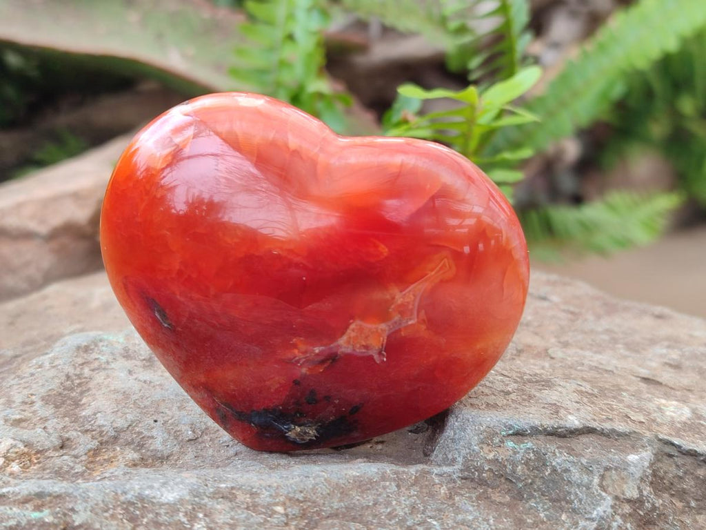 Polished Carnelian Agate Gemstone Hearts x 6 From Madagascar - Toprock Gemstones and Minerals 