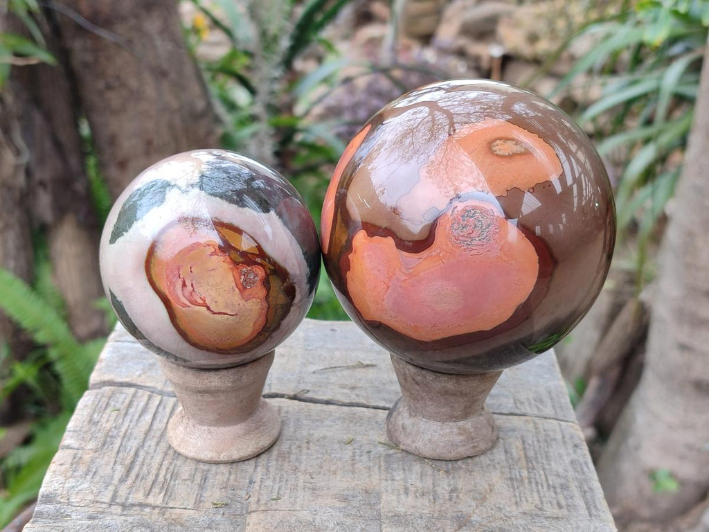 Polished Polychrome Jasper Spheres x 2 From Androka, Madagascar - Toprock Gemstones and Minerals 