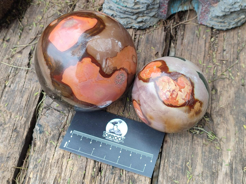 Polished Polychrome Jasper Spheres x 2 From Androka, Madagascar - Toprock Gemstones and Minerals 