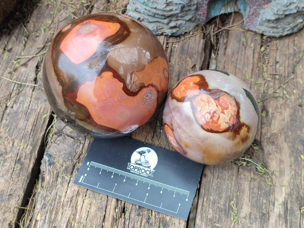 Polished Polychrome Jasper Spheres x 2 From Androka, Madagascar - Toprock Gemstones and Minerals 