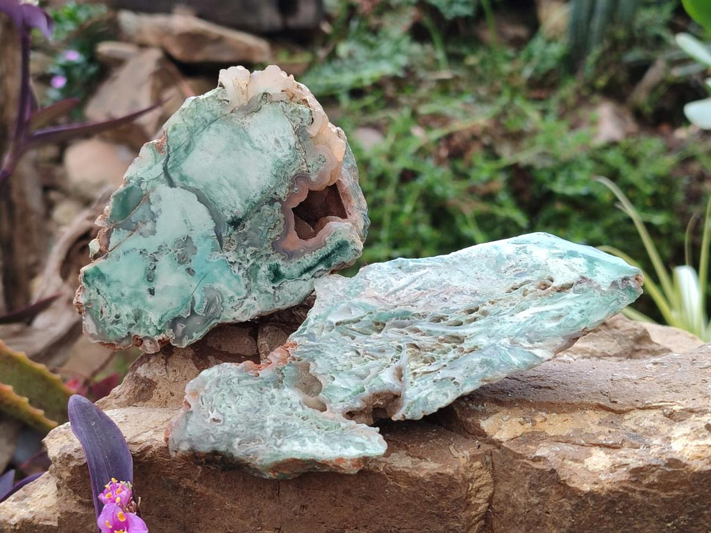 Polished One Side Great Dyke Mtorolite Chrysoprase Slices x 6 From Great Dyke Mountain Range, Zimbabwe - Toprock Gemstones and Minerals 