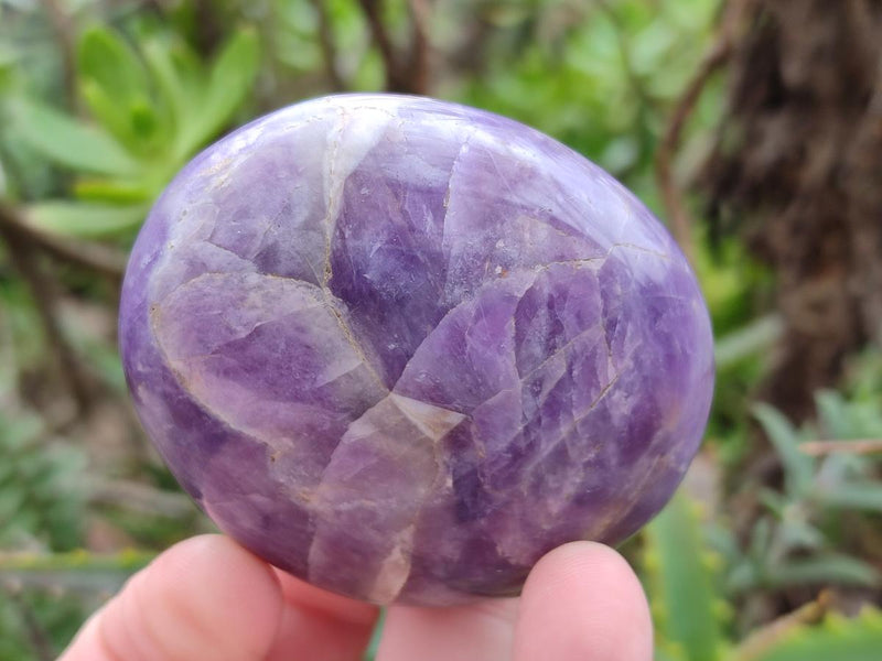 Polished Large Chevron Amethyst Galets x 12 From Madagascar - Toprock Gemstones and Minerals 