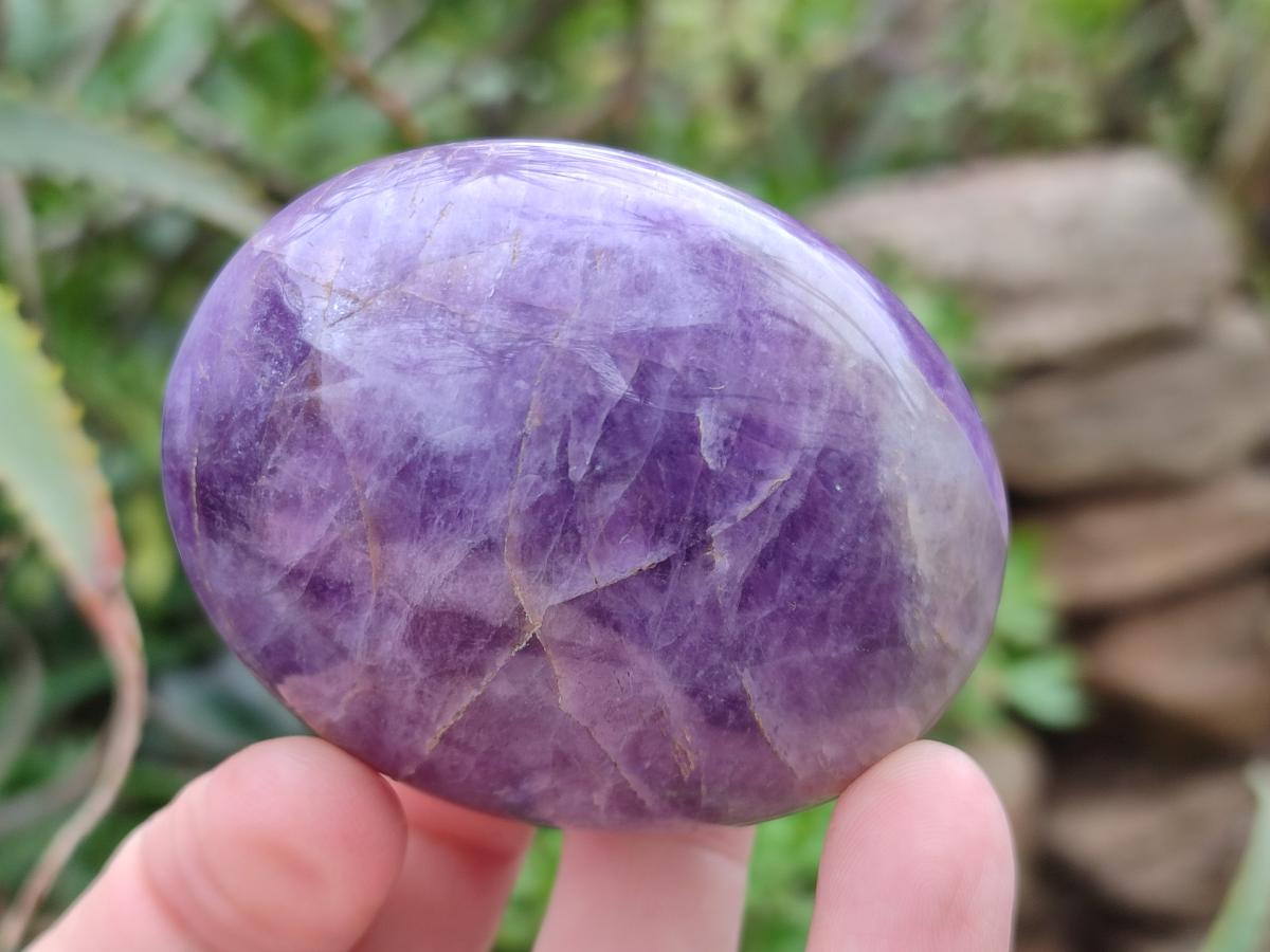 Polished Large Chevron Amethyst Galets x 12 From Madagascar - Toprock Gemstones and Minerals 