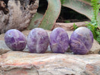 Polished Large Chevron Amethyst Galets x 12 From Madagascar - Toprock Gemstones and Minerals 
