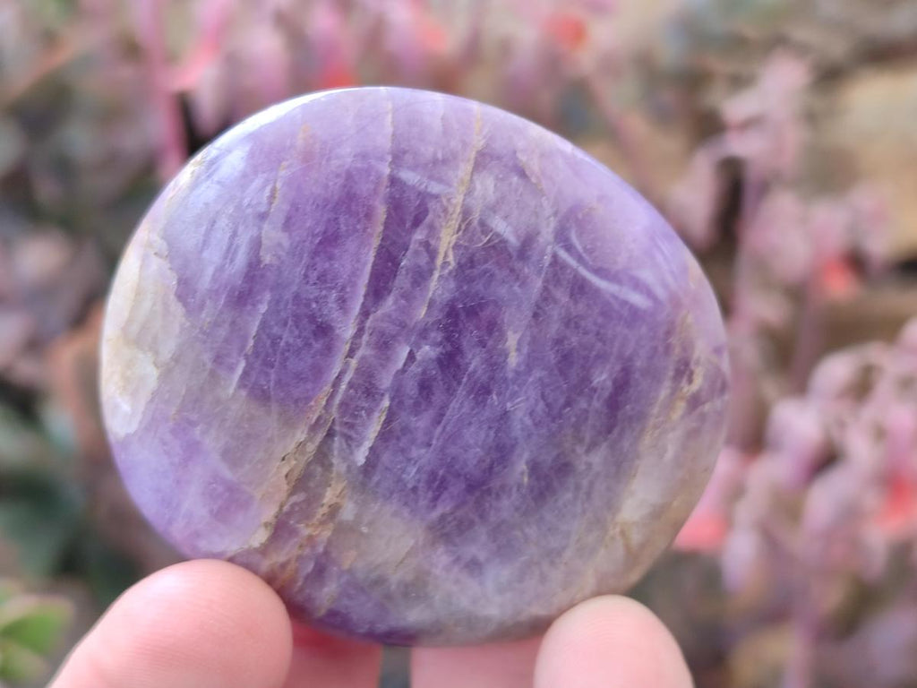 Polished Large Chevron Amethyst Galets x 12 From Madagascar - Toprock Gemstones and Minerals 