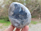 Polished and Natural Blue Celestite Eggs x 2 From Sakoany, Madagascar