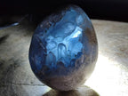 Polished and Natural Blue Celestite Eggs x 2 From Sakoany, Madagascar