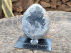 Polished and Natural Blue Celestite Eggs x 2 From Sakoany, Madagascar