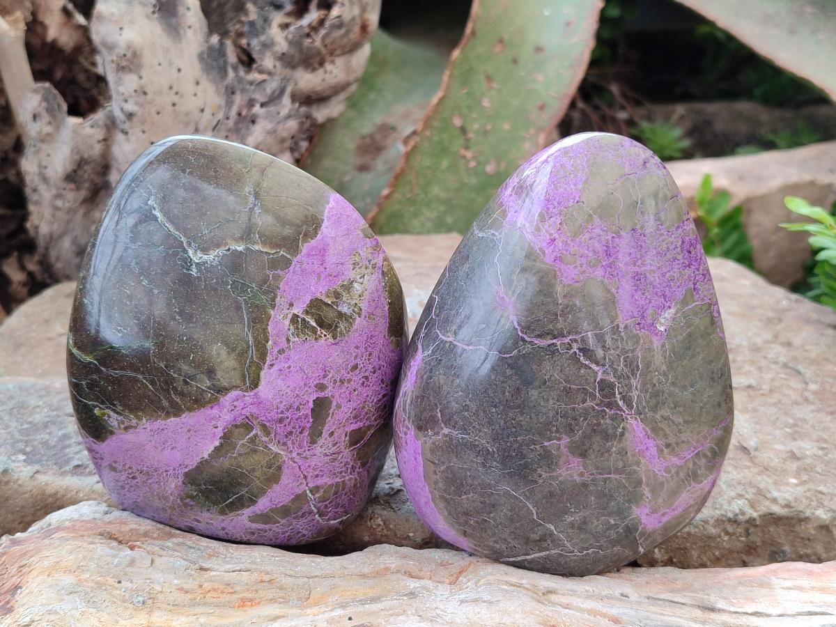 Polished Stichtite Standing Display Pieces x 2 From Barberton, South Africa