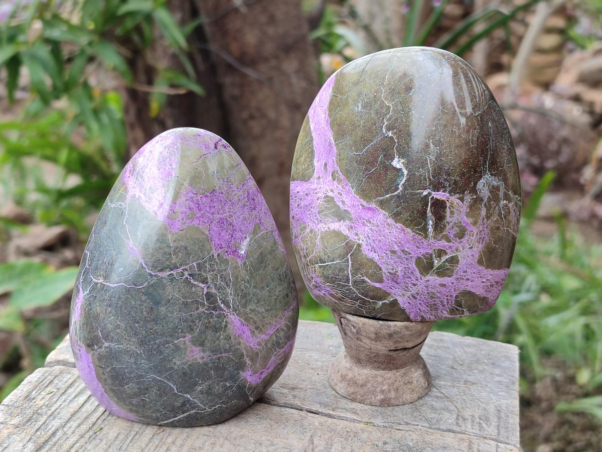 Polished Stichtite Standing Display Pieces x 2 From Barberton, South Africa