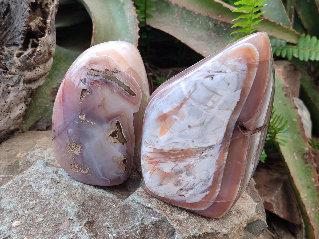 Polished and Natural Red Shashe River Sardonyx Agate Standing Display Pieces x 2 From Shashe River, Zimbabwe