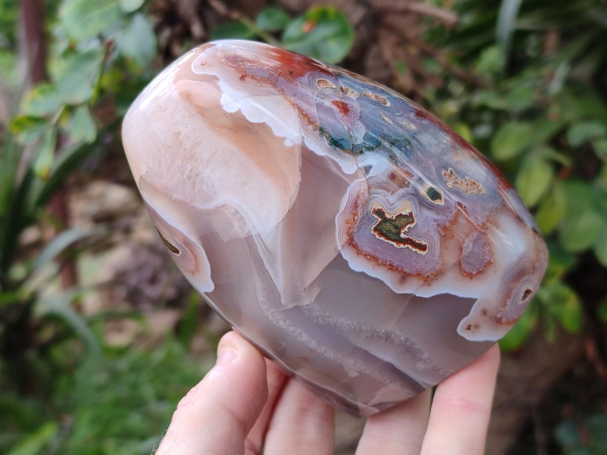 Polished and Natural Red Shashe River Sardonyx Agate Standing Display Pieces x 2 From Shashe River, Zimbabwe