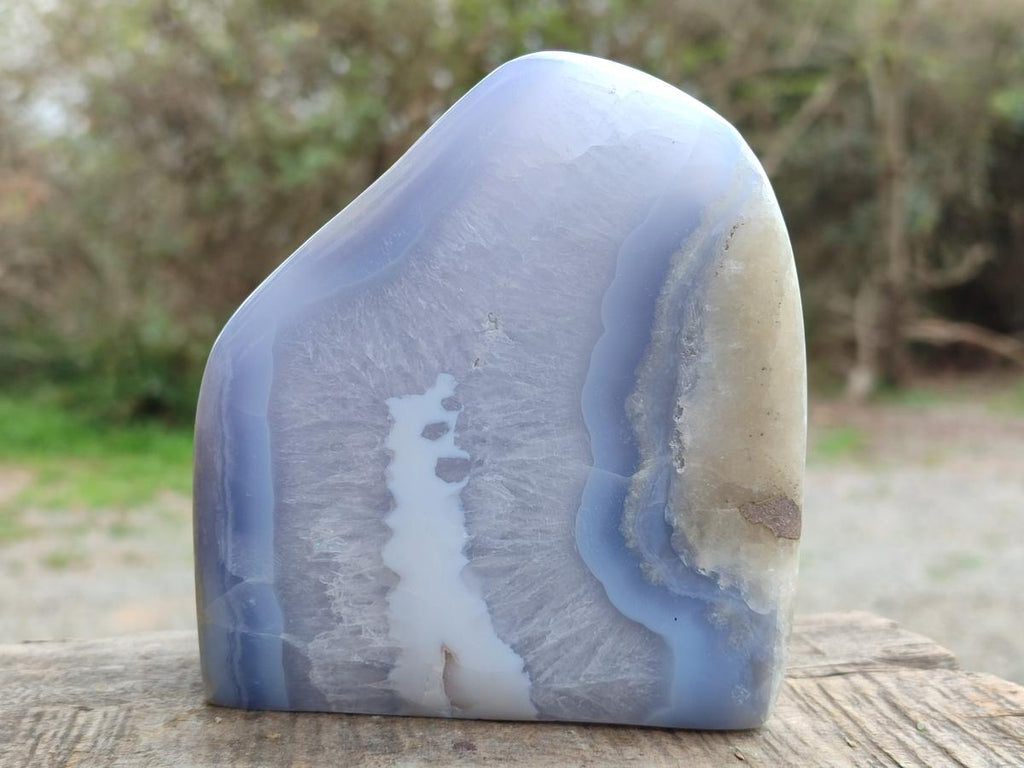 Polished Blue Lace Agate Standing Display Pieces x 2 From Nsanje, Malawi
