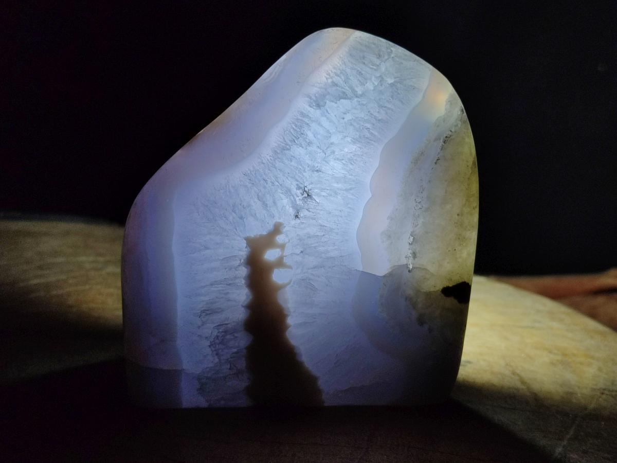 Polished Blue Lace Agate Standing Display Pieces x 2 From Nsanje, Malawi