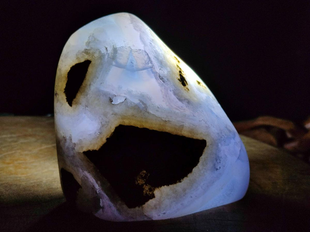 Polished Blue Lace Agate Standing Display Pieces x 2 From Nsanje, Malawi