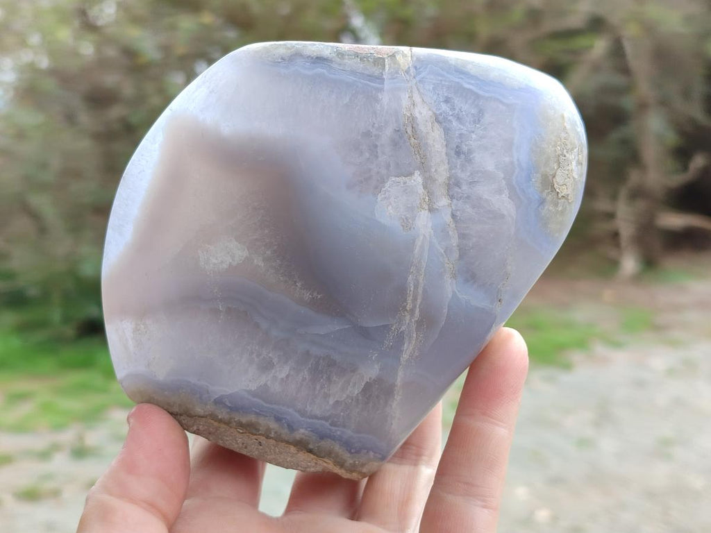 Polished Blue Lace Agate Standing Display Pieces x 2 From Nsanje, Malawi