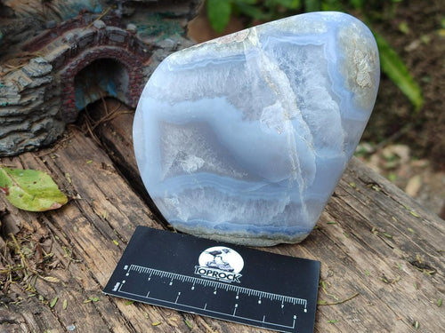 Polished Blue Lace Agate Standing Display Pieces x 2 From Nsanje, Malawi