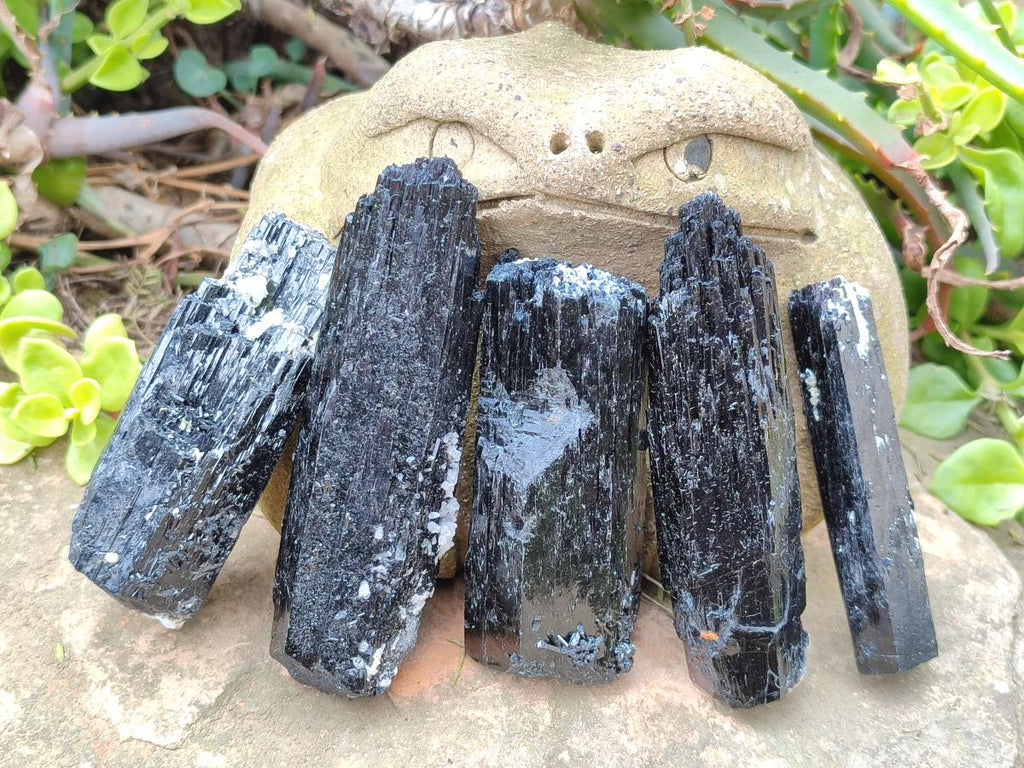 Natural Schorl Black Tourmaline Crystal Specimens x 12 From Erongo, Namibia