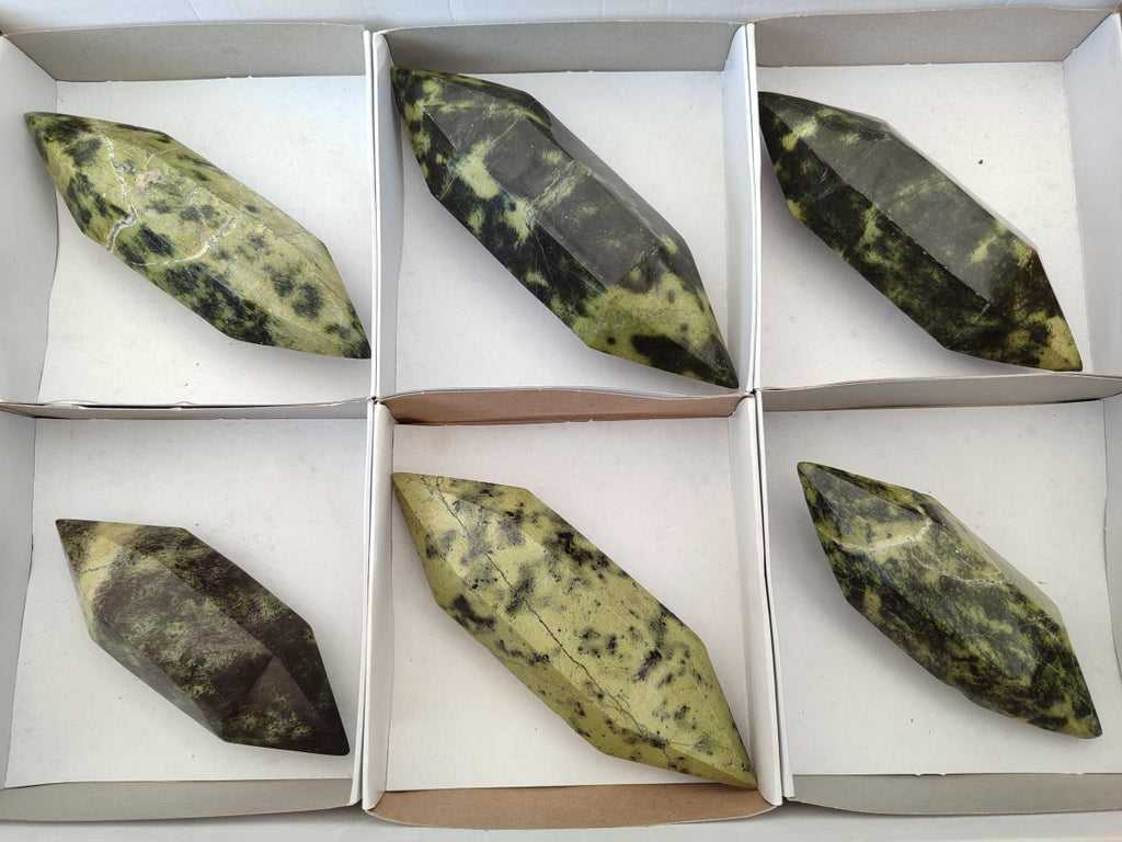 Polished Double Terminated Leopard Stone Crystals x 6 From Zimbabwe