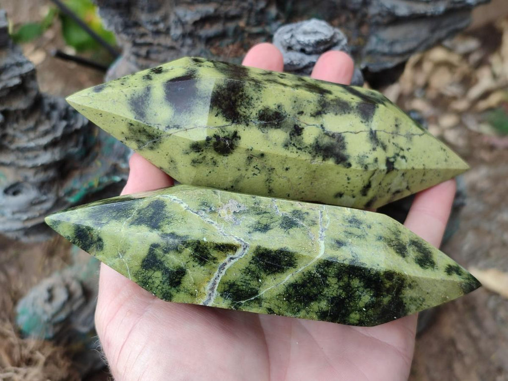 Polished Double Terminated Leopard Stone Crystals x 6 From Zimbabwe