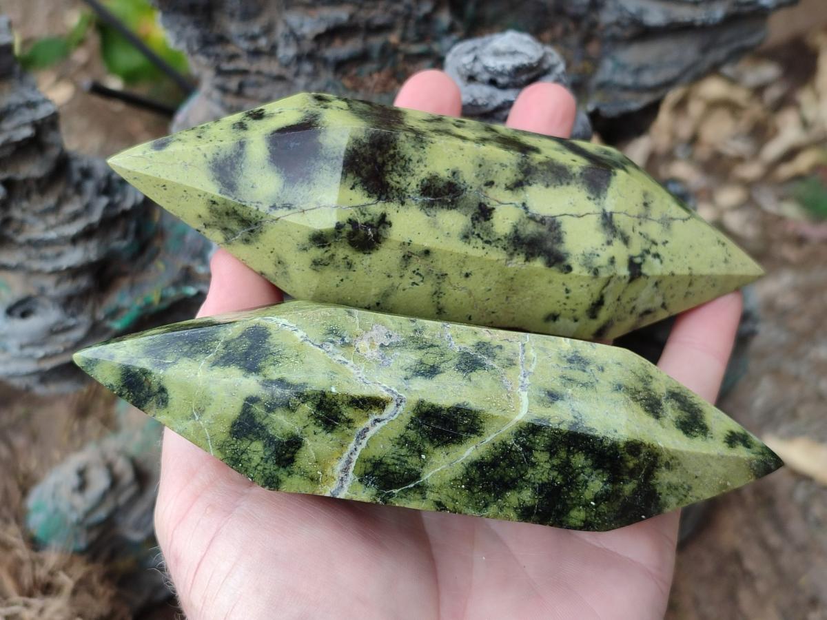 Polished Double Terminated Leopard Stone Crystals x 6 From Zimbabwe