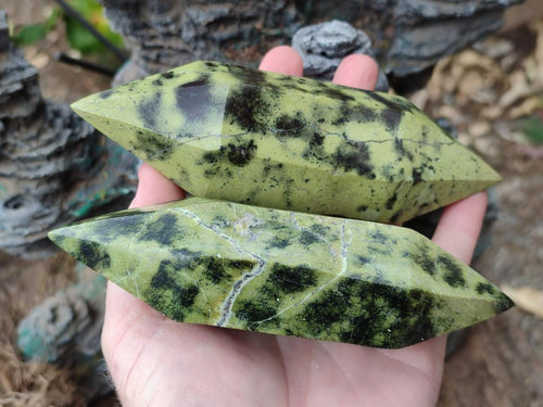 Polished Double Terminated Leopard Stone Crystals x 6 From Zimbabwe