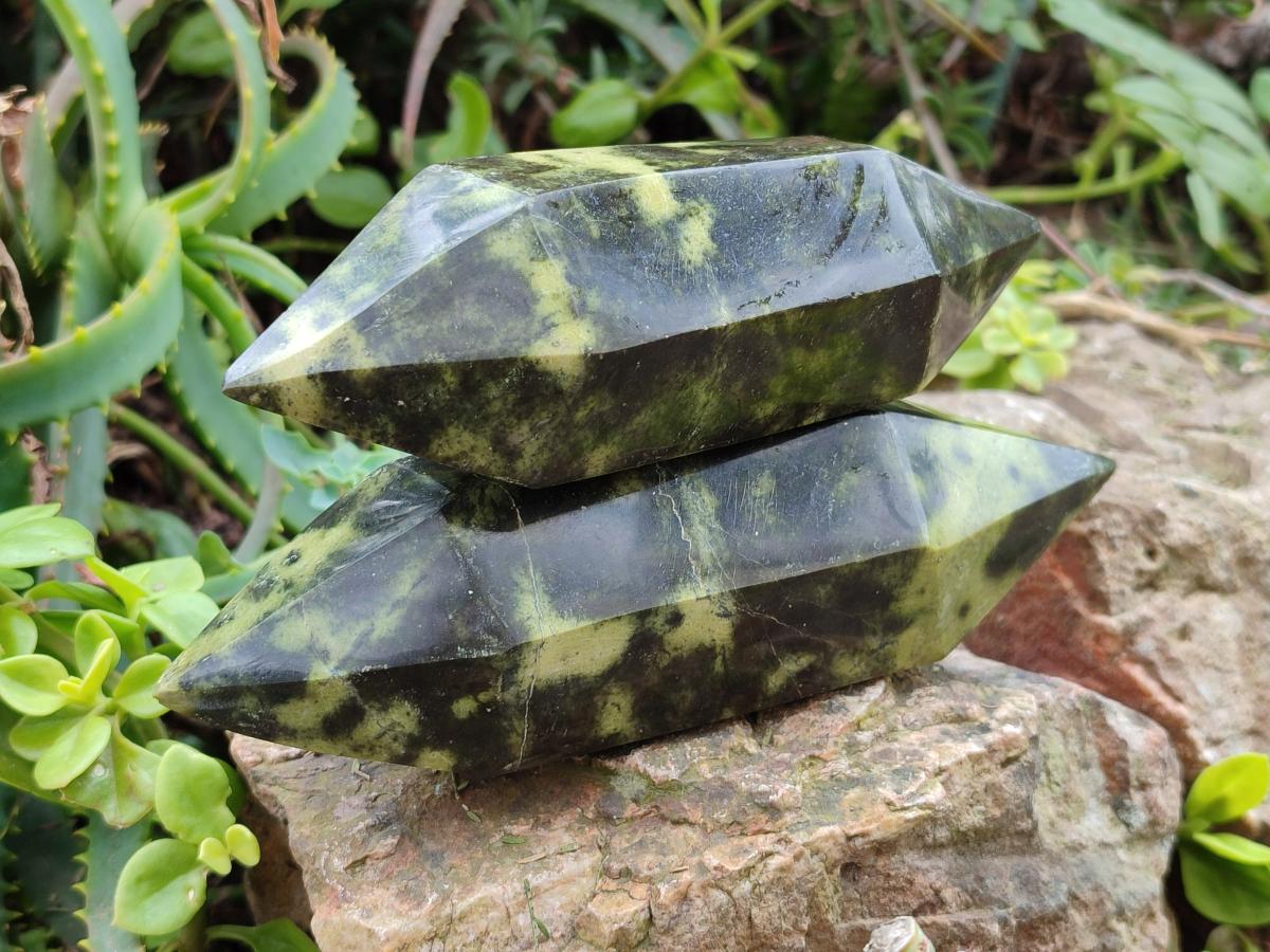 Polished Double Terminated Leopard Stone Crystals x 6 From Zimbabwe