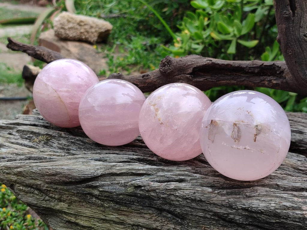 Polished Gemmy Rose Quartz Spheres x 4 From Madagascar