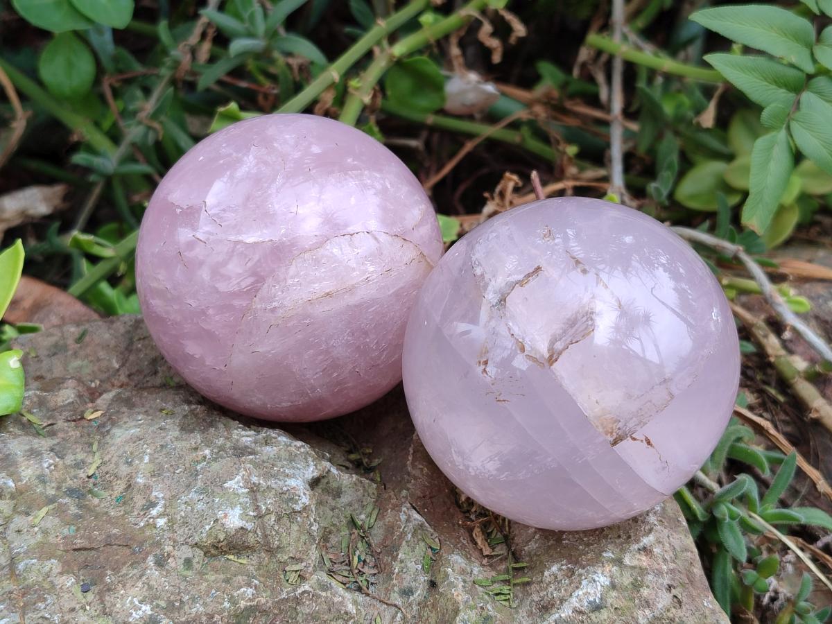 Polished Gemmy Rose Quartz Spheres x 4 From Madagascar