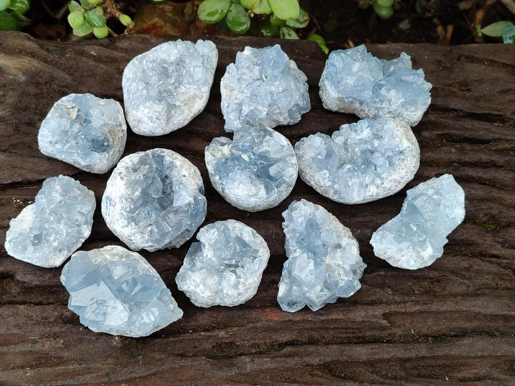 Natural Blue Celestite Specimens x 12 From Sakoany, Madagascar