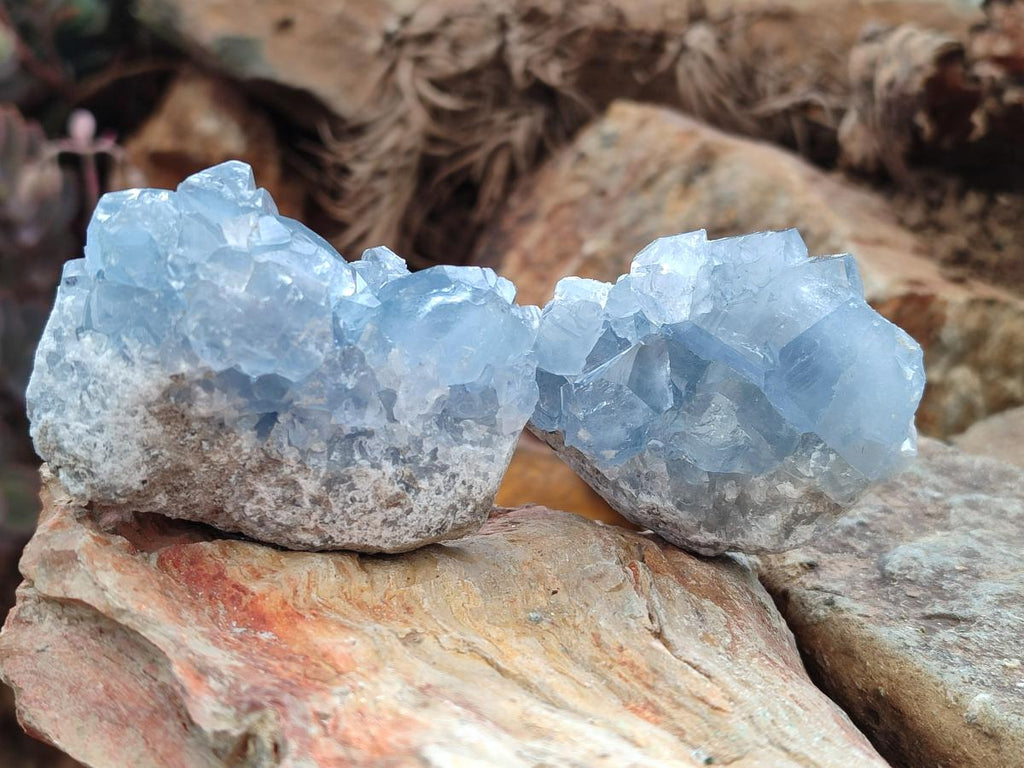 Natural Blue Celestite Specimens x 12 From Sakoany, Madagascar