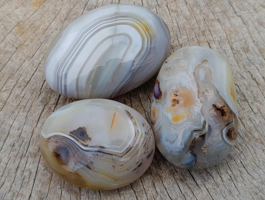 Polished Banded Agate Galets x 24 From Madagascar
