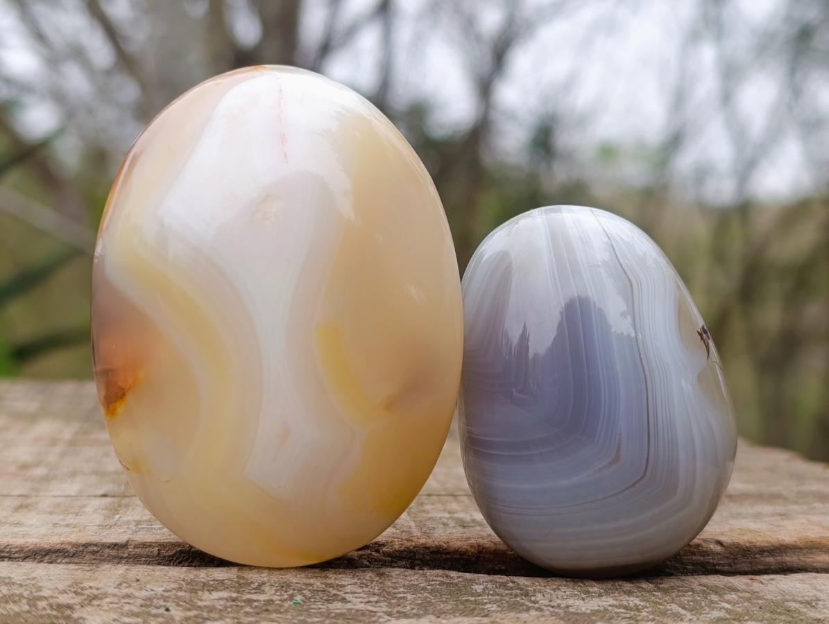 Polished Banded Agate Galets x 24 From Madagascar