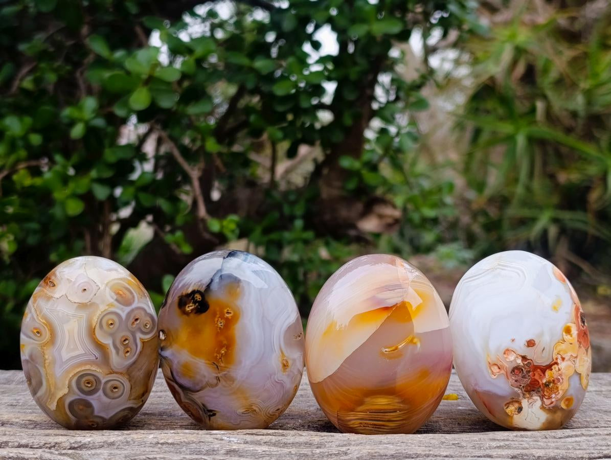 Polished Banded Agate Galets x 24 From Madagascar