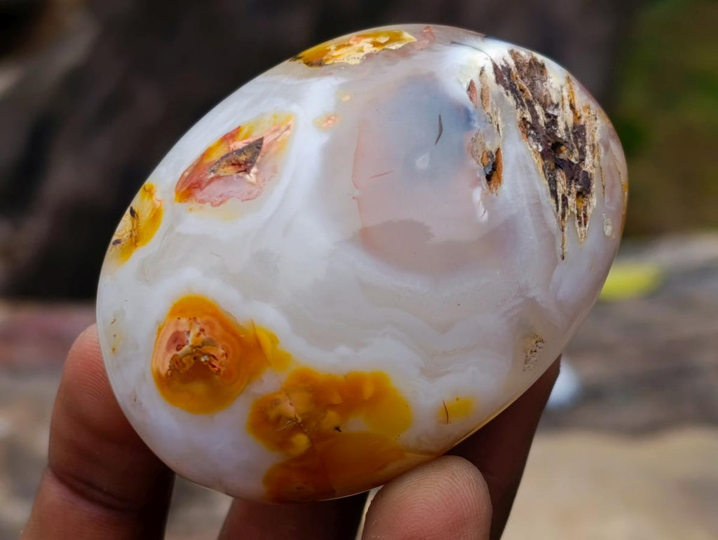 Polished Banded Agate Galets x 24 From Madagascar