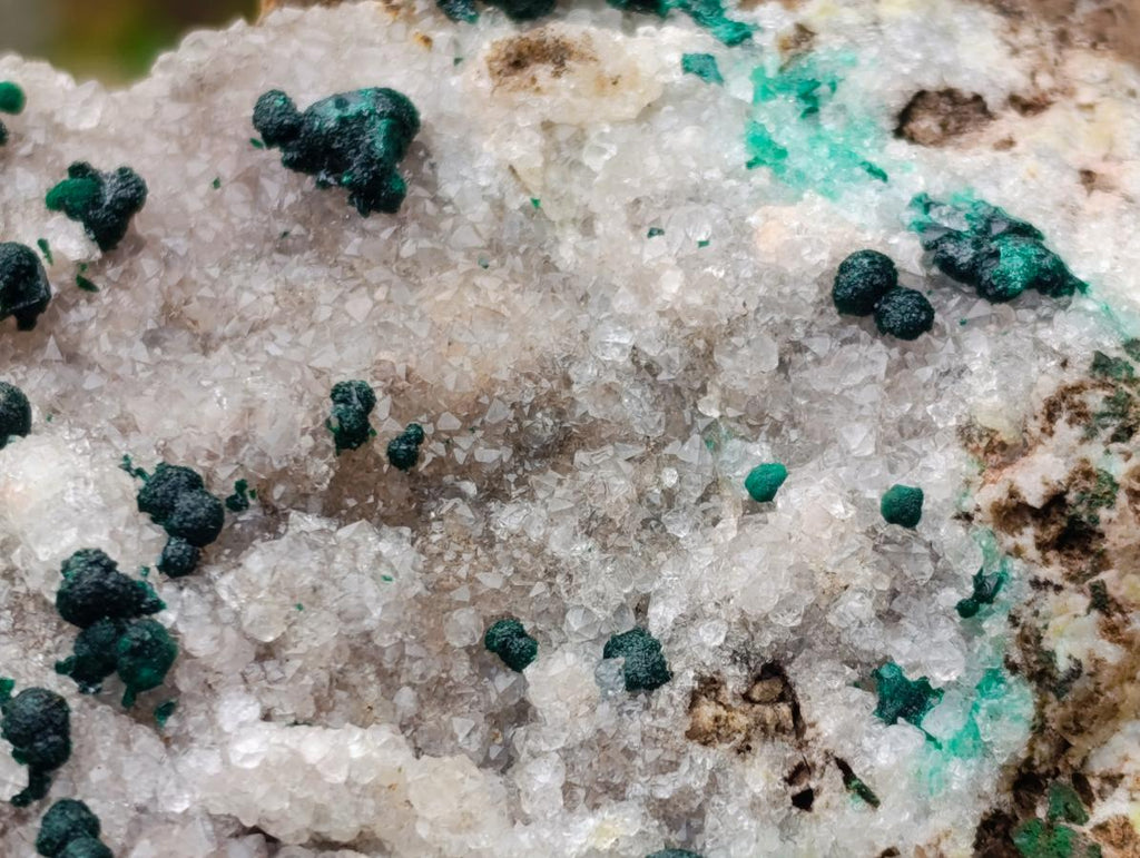 Natural Ball Malachite Specimens on Quartz and Dolomite Matrix x 2 From Mindingi Mine, Kambove, Congo