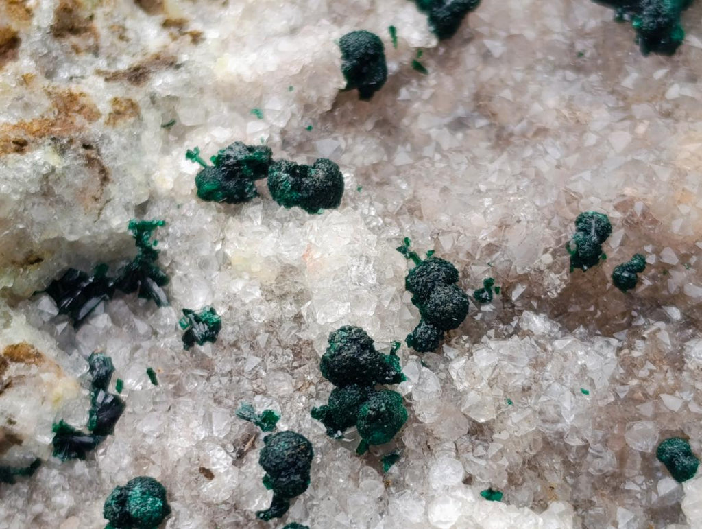 Natural Ball Malachite Specimens on Quartz and Dolomite Matrix x 2 From Mindingi Mine, Kambove, Congo