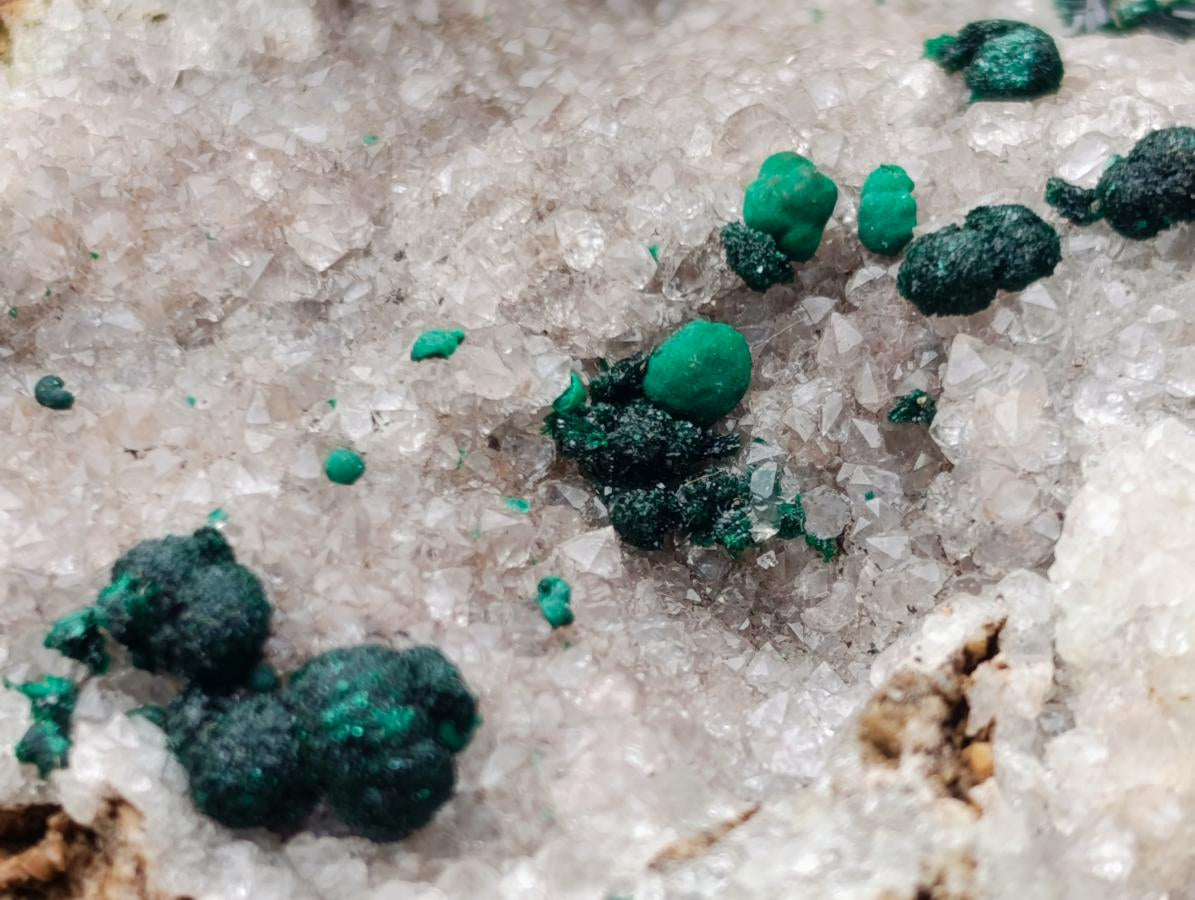 Natural Ball Malachite Specimens on Quartz and Dolomite Matrix x 2 From Mindingi Mine, Kambove, Congo