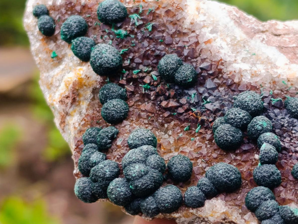 Natural Ball Malachite Specimens on Quartz and Dolomite Matrix x 2 From Mindingi Mine, Kambove, Congo