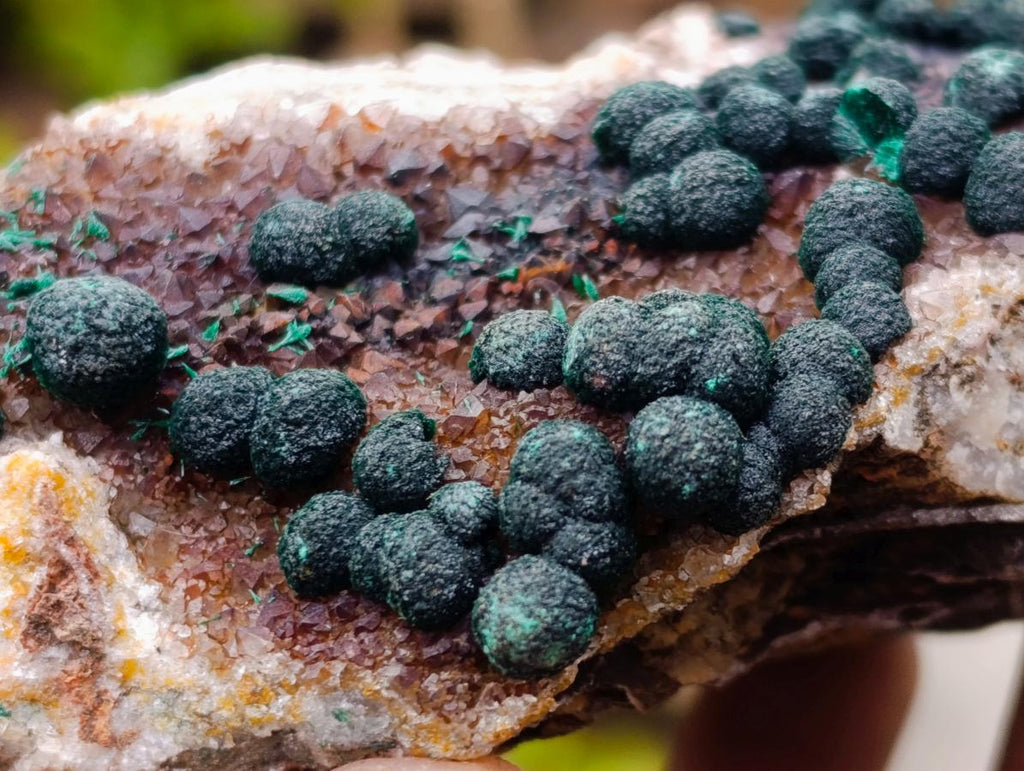 Natural Ball Malachite Specimens on Quartz and Dolomite Matrix x 2 From Mindingi Mine, Kambove, Congo