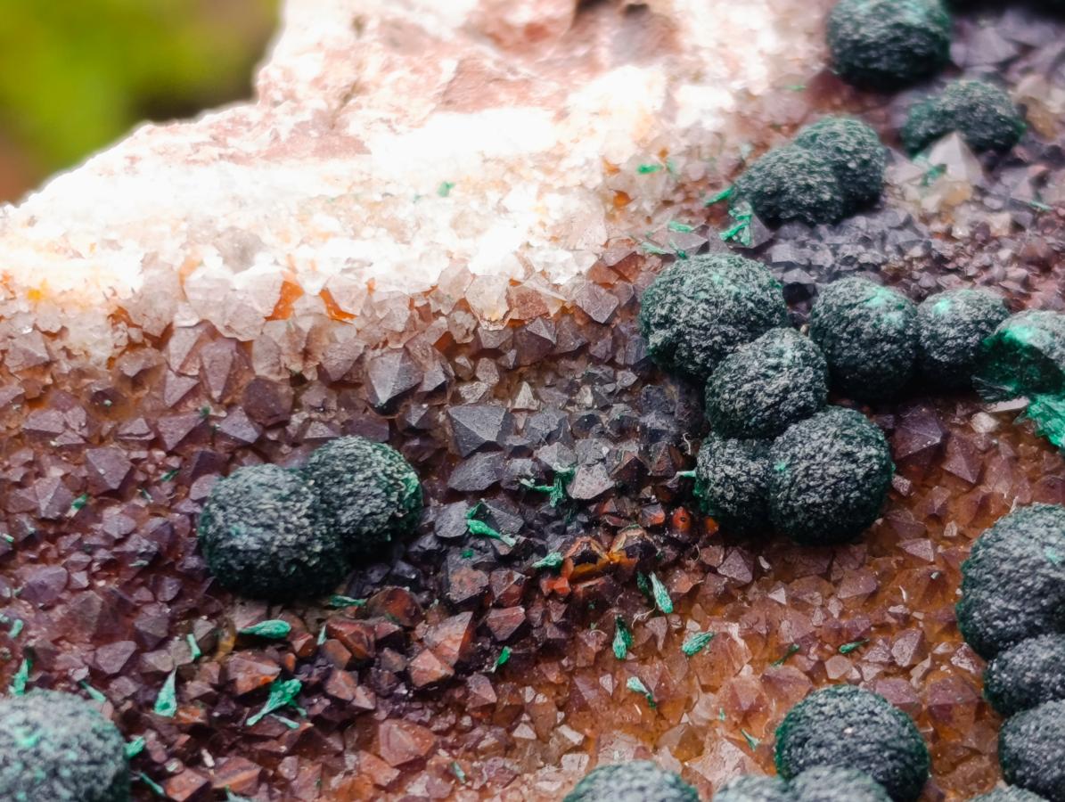 Natural Ball Malachite Specimens on Quartz and Dolomite Matrix x 2 From Mindingi Mine, Kambove, Congo