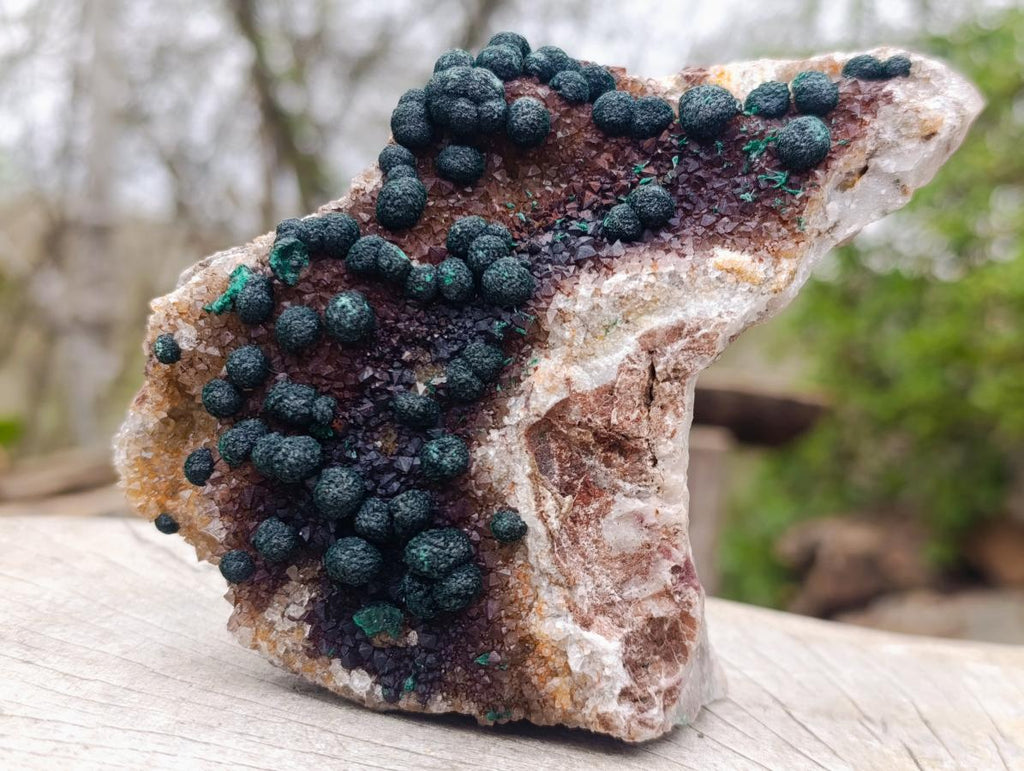 Natural Ball Malachite Specimens on Quartz and Dolomite Matrix x 2 From Mindingi Mine, Kambove, Congo