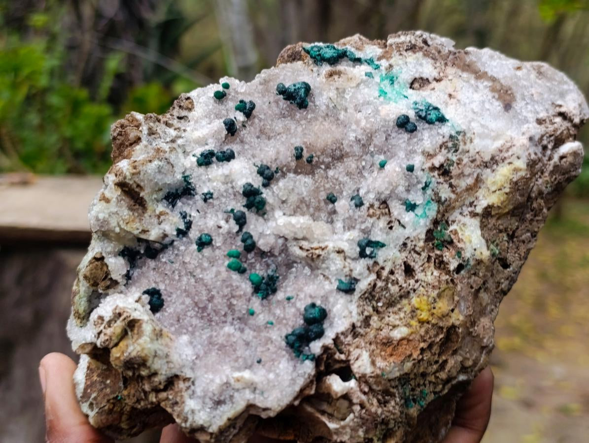 Natural Ball Malachite Specimens on Quartz and Dolomite Matrix x 2 From Mindingi Mine, Kambove, Congo