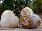 Polished Banded Agate Hearts x 6 From Madagascar