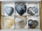 Polished Banded Agate Hearts x 6 From Madagascar