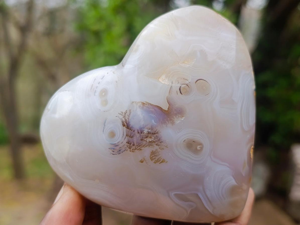 Polished Banded Agate Hearts x 6 From Madagascar