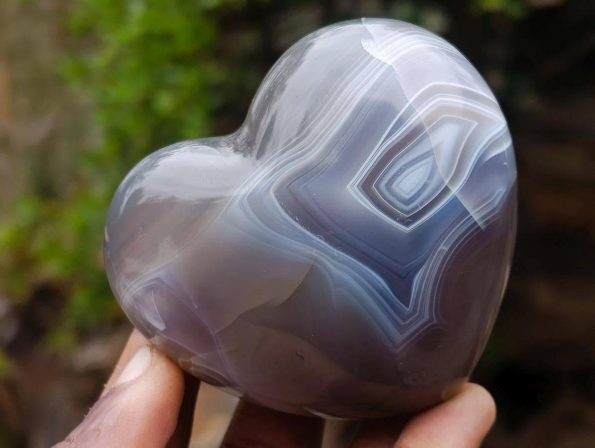 Polished Banded Agate Hearts x 6 From Madagascar