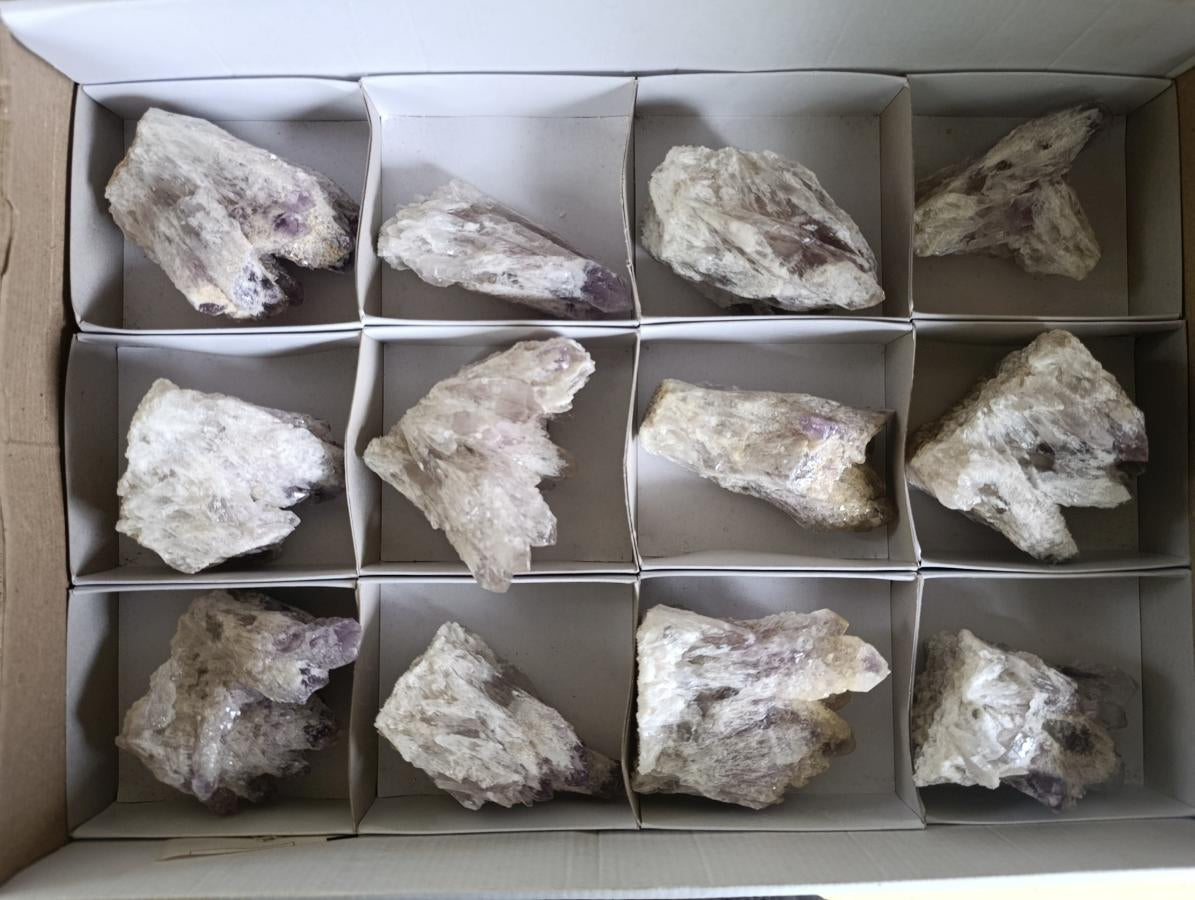 Natural Sugar Amethyst Crystal Clusters x 12 From Zambia