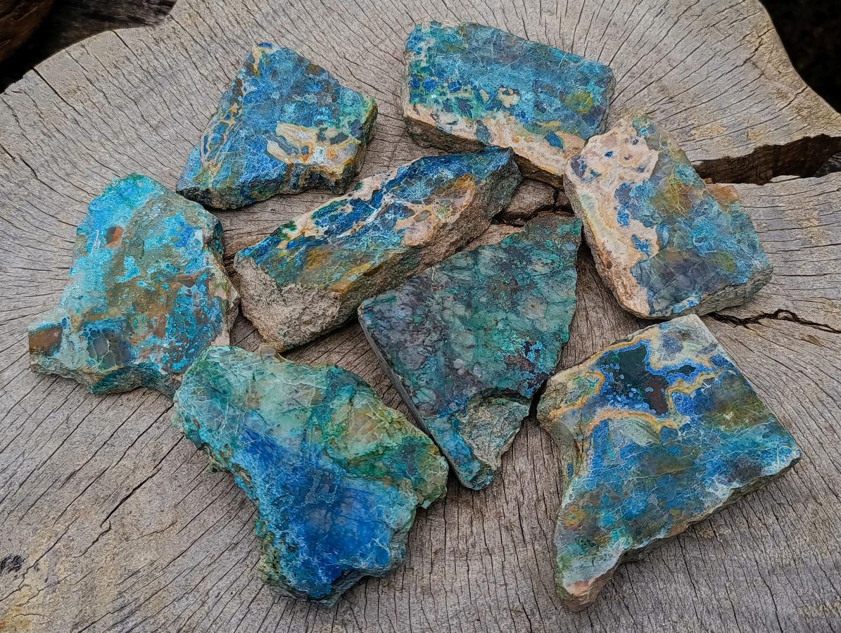 Polished One Side Shattuckite Slices x 8 From Kaokoveld, Namibia